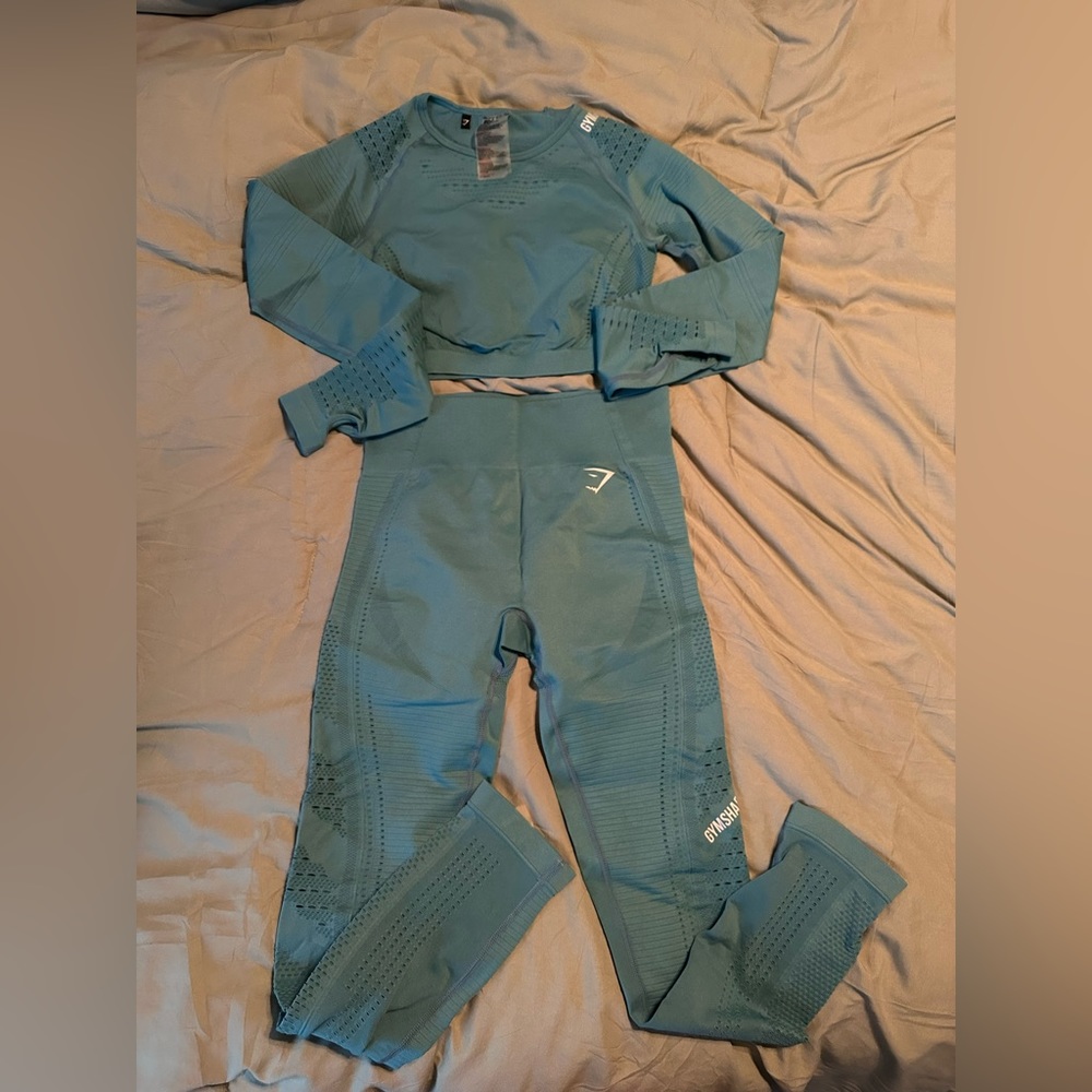 Gymshark sky blue flawless knit set
